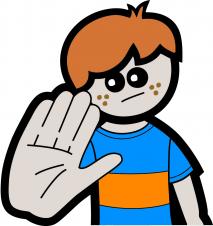 Ginger boy hand with stop
